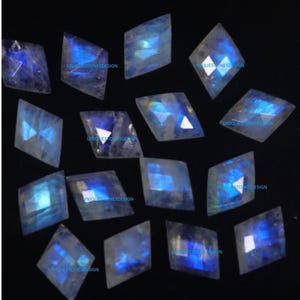 1 Pair Approx. 16X12 MM Diamond shape, Rose Cut Flat Bottom Natural rainbow moonstone, wholesale rainbow Gemstone  Rainbow moonstone