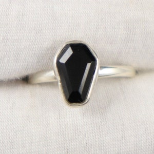 Coffin Ring Black Onyx 10X7 mm Coffin Sterling Silver Ring 92.5 Sterling Silver Ring Hand Made Jewelry Gift For Her Jewelry Making Gemstone