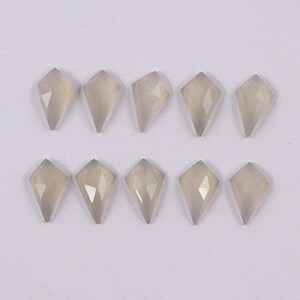 Gray Chalcedony 10 Pcs Natural Gray Chalcedony 13X8 mm Kite Shape Rose Cut Flat Bottom Jewelry Making Loose Gemstone Gray Chalcy Gemstone
