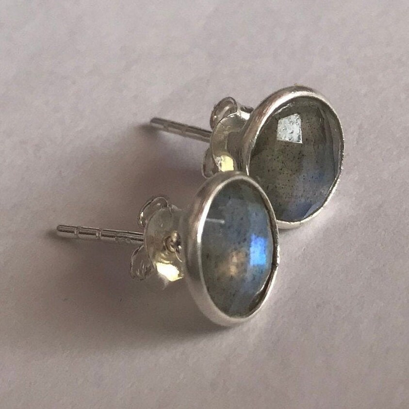 92.5 Sterling Silver 1 Pair Stud Labradorite multi mix blue | Etsy