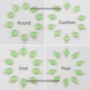 Prehnite Chalcy  Connectors Round Cushion Oval Pear 6 mm To 25X18 mm Briolette Connectors Single Bail Double Bail Jewelry Making Connectors