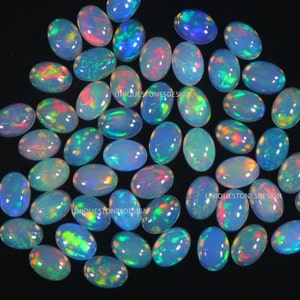 AAA+ Quality Natural Ethiopian Opal Top Cabochon Flat Bottom Gemstone 4X6 MM To 10X8 MM Oval Shape Handmade Loose Gemstone Cabochon