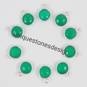 Green Onyx Connectors Round Cushion Oval Pear 6 mm To 25X18 mm Briolette Cut Connectors Single Bail Double Bail Jewelry Making Connectors