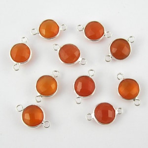 10 pcs Red onyx silver connector 92.5 Sterling silver plated Silver connector Round Shape Jewellery Handmade Items Gift For Her