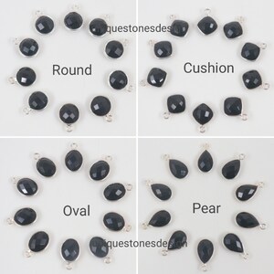 Black Onyx  Connectors Round Cushion Oval Pear 6 mm To 25X18 mm Briolette Cut Connectors Single Bail Double Bail Jewelry Making Connectors