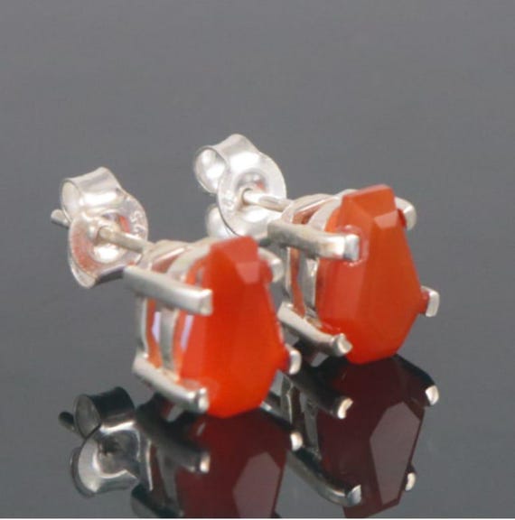 Orecchini a bottone in prehnite, pietra naturale in prehnite, gioielli minimalisti in argento sterling 925, regalo delicato - Italia