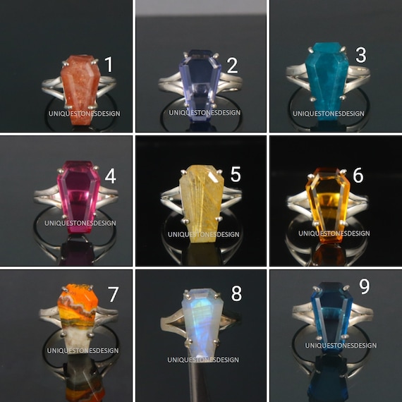 AAA Quality Mix Gemstone Coffin Ring 17X10 Mm Coffin Sterling Silver Ring 92.5 Sterling Silver Hand Made Jewelry Gift for Her Coffin Rings Etsy Ireland