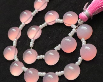 Cuentas de calcedonia rosa, cabujón redondo de 10 mm, par a juego