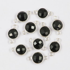 6 mm To 20 mm Bezel Connector Double Loop 92.5 Sterling Silver Connectors 10 Pcs Mix Gemstones Round Double Bail Connector Sterling Silver