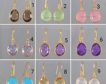 Talpe Gemstone Earring Green Amethyst Earring Dangle Earring Mix Gemstone Gold Plated Earrings 925 Sterling Silver Earring Gemstone Earrings