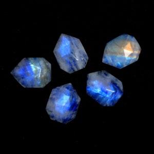 AAA+ Quality Natural Rainbow Moonstone Tortoise Shape Approx. 16X12 MM Rose Cut One Side Checker Cut Flat Bottom Blue Fire Rainbow Moonstone