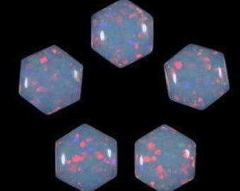 10 cabochons de quartz opale : 10 mm de pierres hexagonales