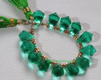 AAAA Emerald Hydro Quartz Faceted Handmade Softy Shape Briolette Beads 13X8 MM Side Drill Softy Jewelry making Loose Briolette Cut Drops