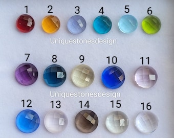 ラウンドローズカットクォーツジェムストーン：フラットボトムチェッカーカット、6～30mm