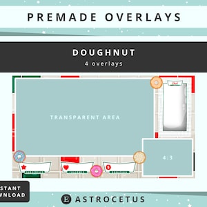 4 Premade Just Chatting Cute Doughnut Overlays - Twitch Streaming