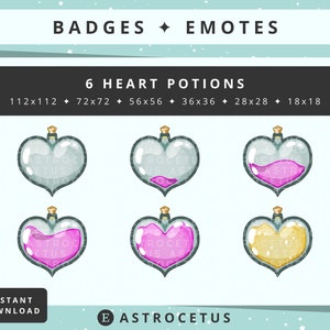 Pink Witchy Love Potions Subscriber, Loyalty, Badges / Emotes - Twitch / Discord / YouTube