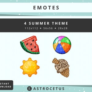 Cute Summer Collection Subscriber, Loyalty, Emotes / Badges - Twitch / Discord / YouTube
