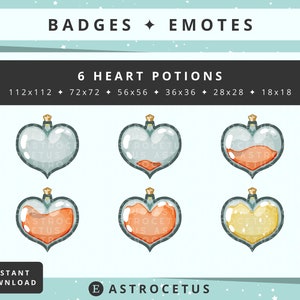 Orange Witchy Love Potions Subscriber, Loyalty, Badges / Emotes - Twitch / Discord / YouTube