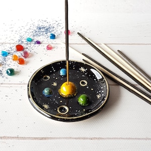 Solar system incense holder Ceramic galaxy/space incense burner Planets ash catcher Yoga gift for kids