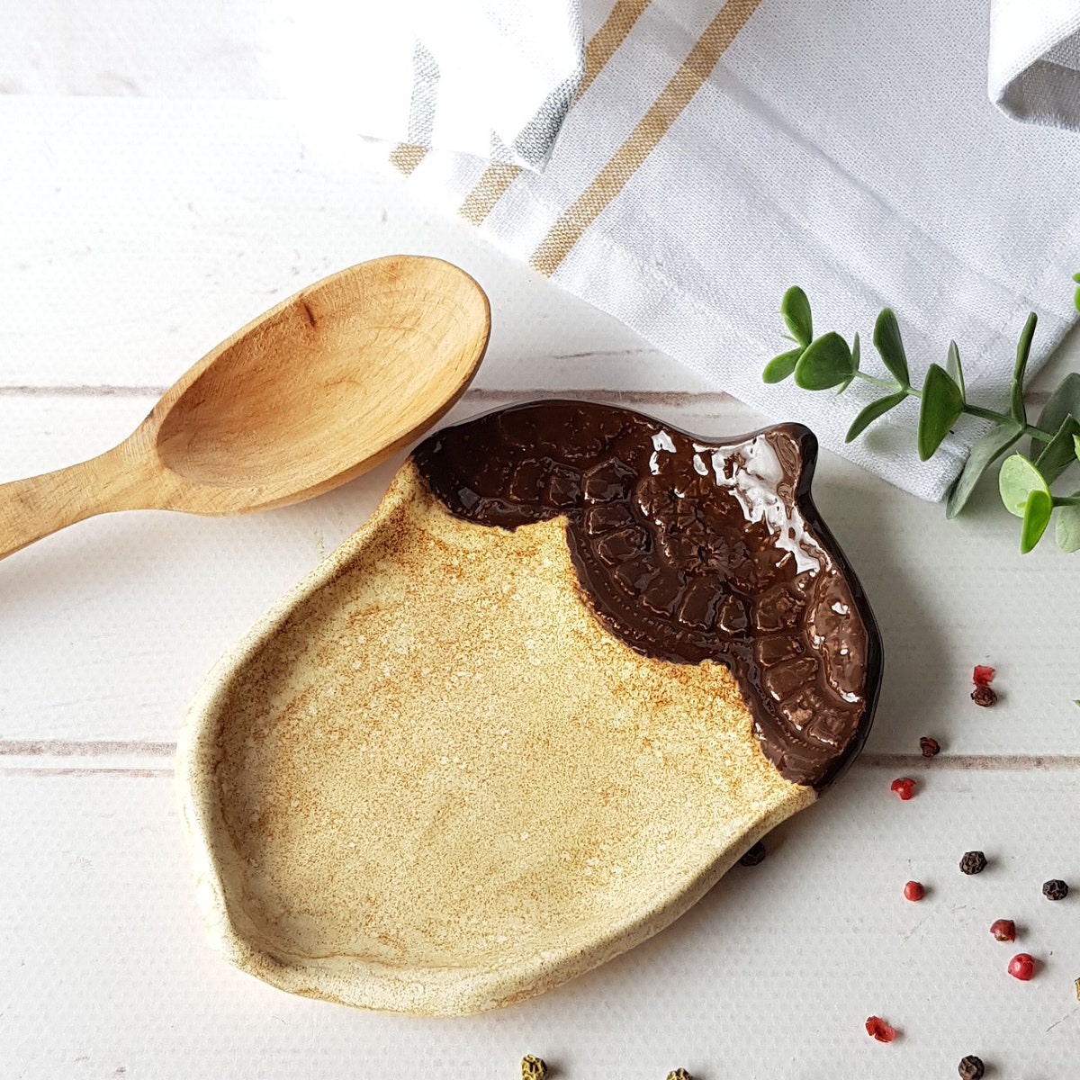 Ceramic Acorn Spoon Rest Handmade Woodland Kitchen Decor Pottery Utensil Holder - Etsy