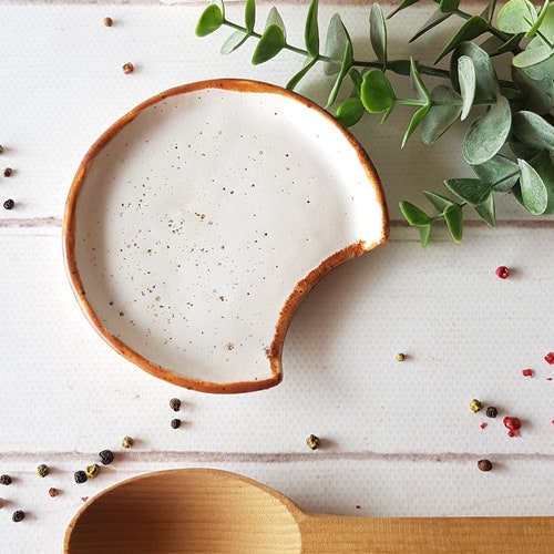 Ceramic Spoon Rest Handmade Kitchen White Spoon Rest Pottery Etsy