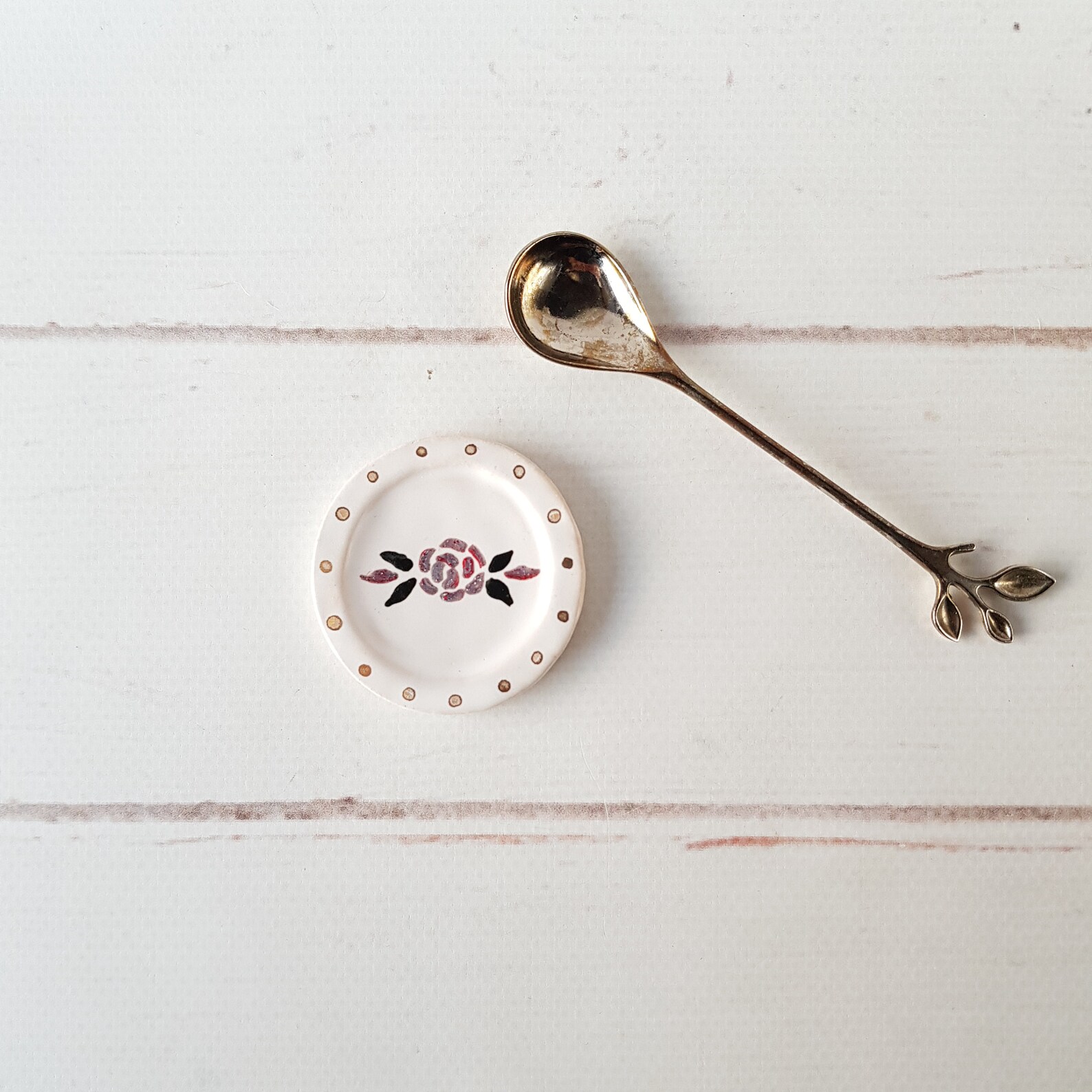 Coffee/Tea spoon holder with rose Rustic spoon rest Ceramic Etsy