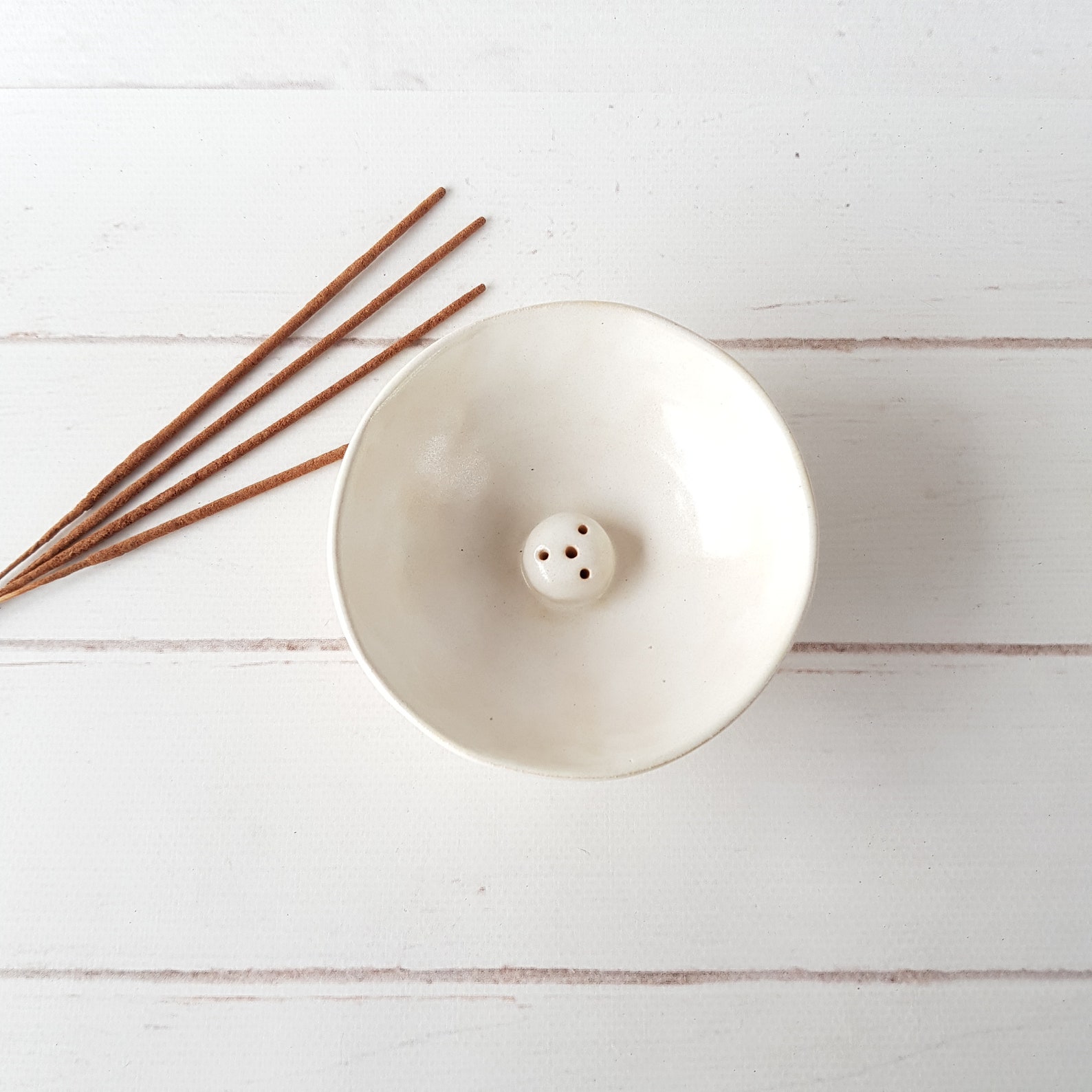 White Ceramic Incense Stick Burner Pottery Ash Tray Meditation Etsy