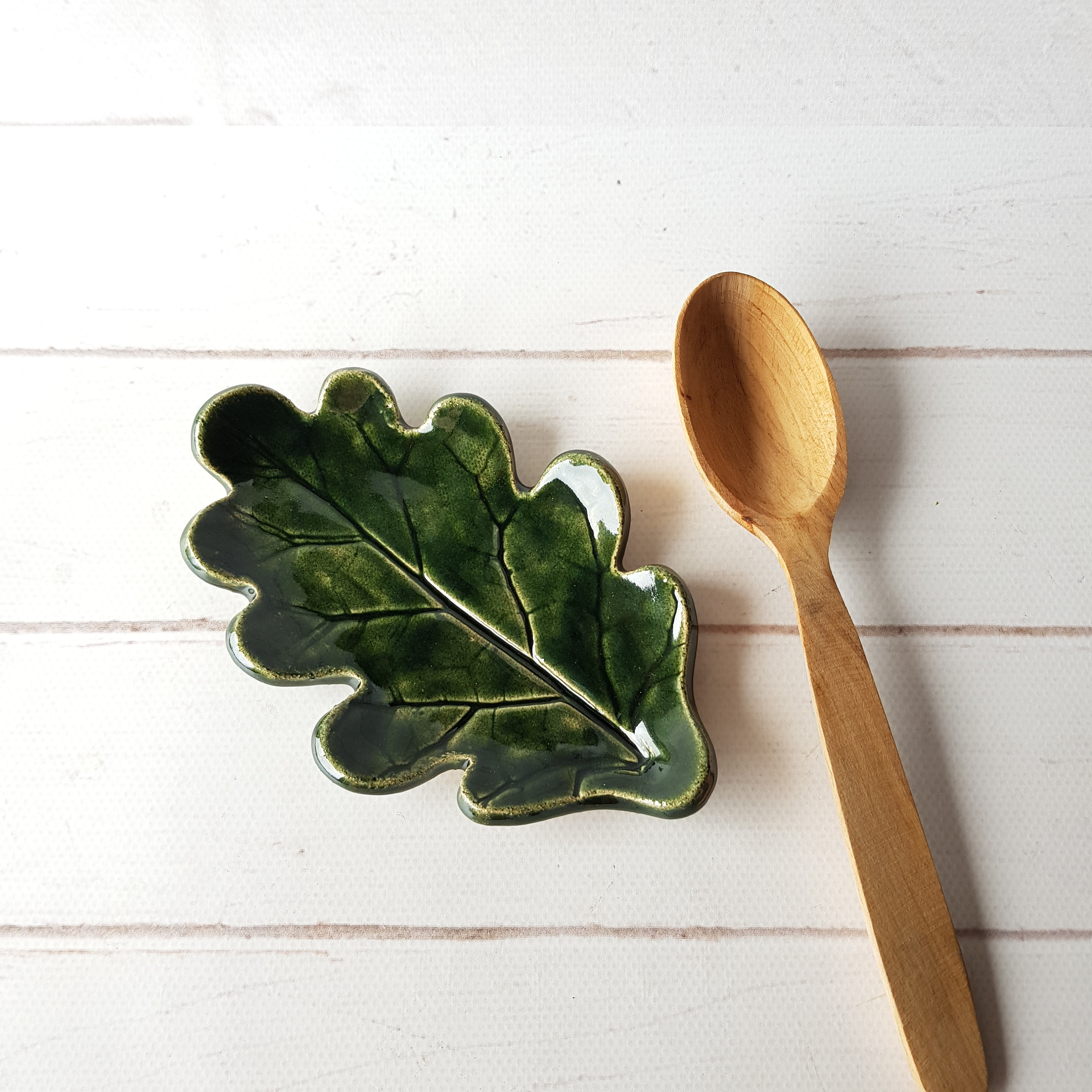 Ceramic oak leaf spoon rest handmade Woodland kitchen decor Etsy