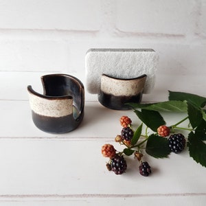Handmade minimalistic sponge holder Cottagecore decor Ceramic napkin holder