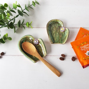 Cacti spoon rest Coffee spoon rest Ceramic cactus tea bag holder Kitchen accessories Nature decor