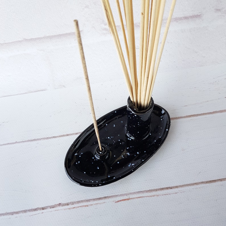 Ceramic black incense stick holder Pottery incense burner Etsy