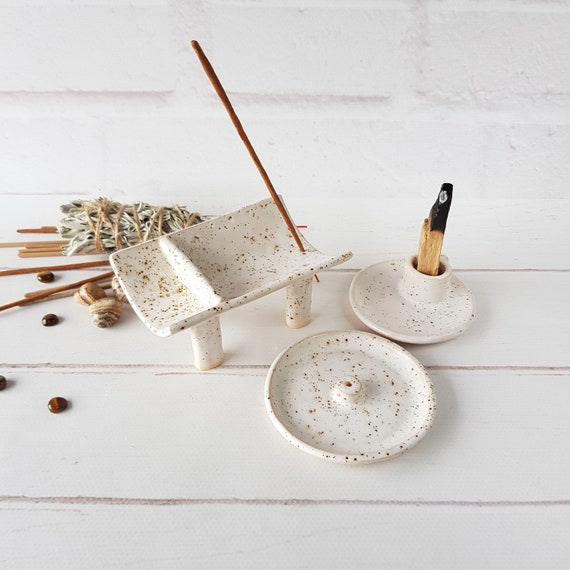 Ceramic Palo Santo Holder Minimalistic Smudge Holder White Incense