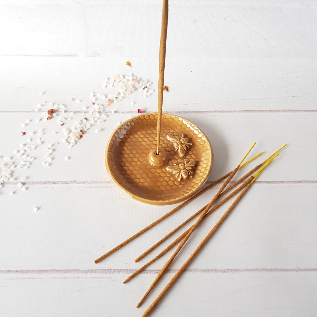 Bee With Incense Holder Round Ceramic Incense Burner Bee