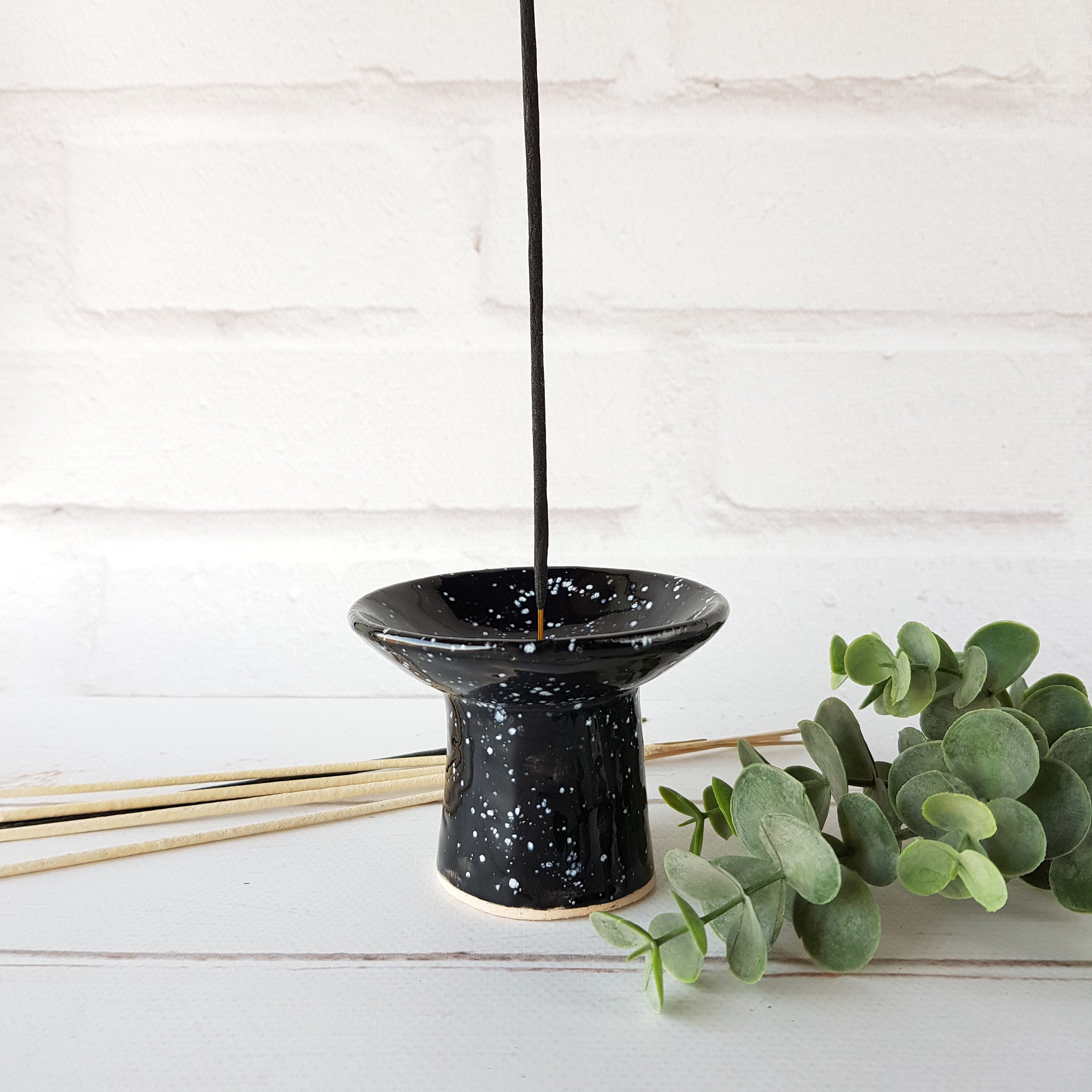 Ceramic Black Incense Stick Holder Stress Relief Gift Pottery Etsy