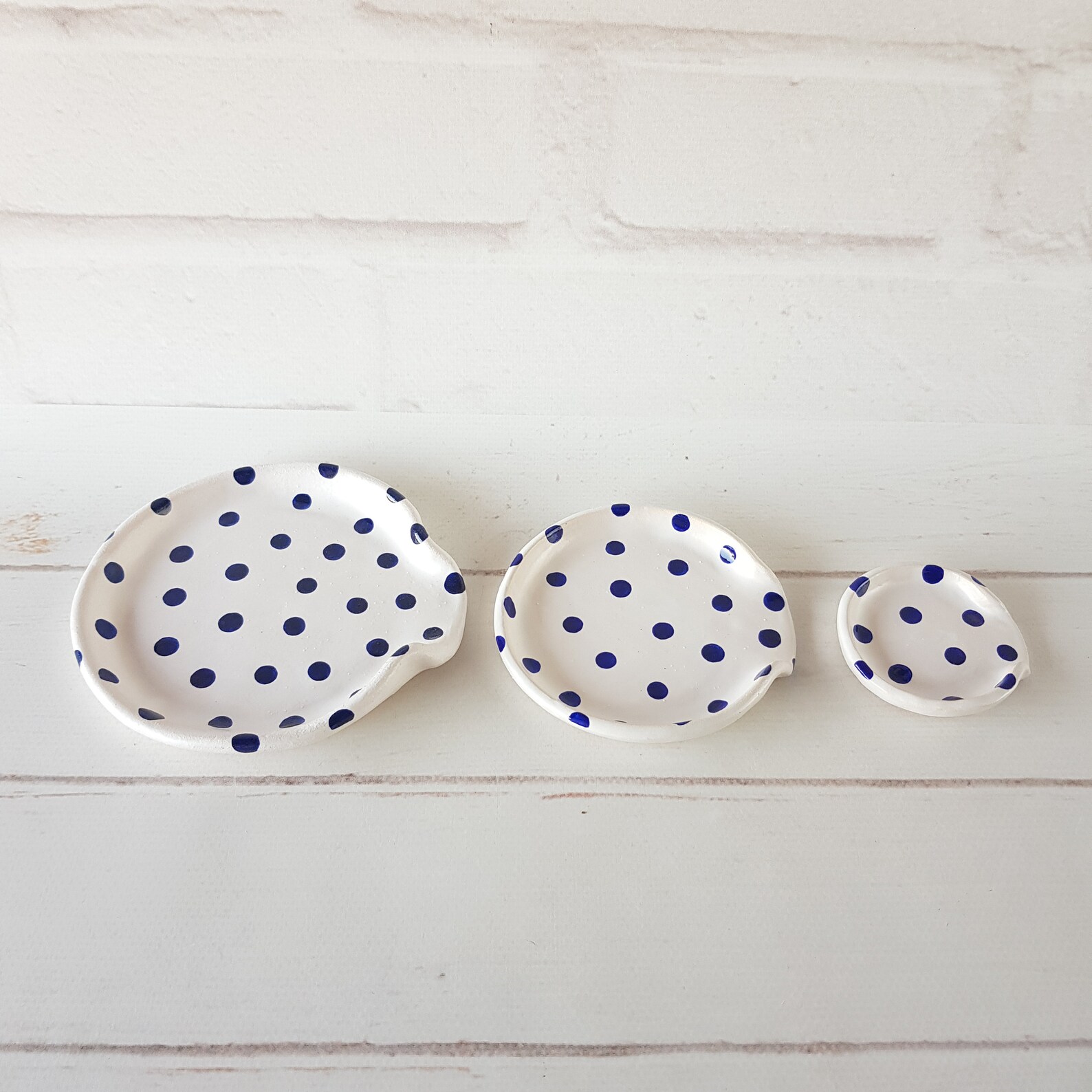 Ceramic Tea Bag Dish Blue Polka Dot Spoon Rest Small Spoon Etsy