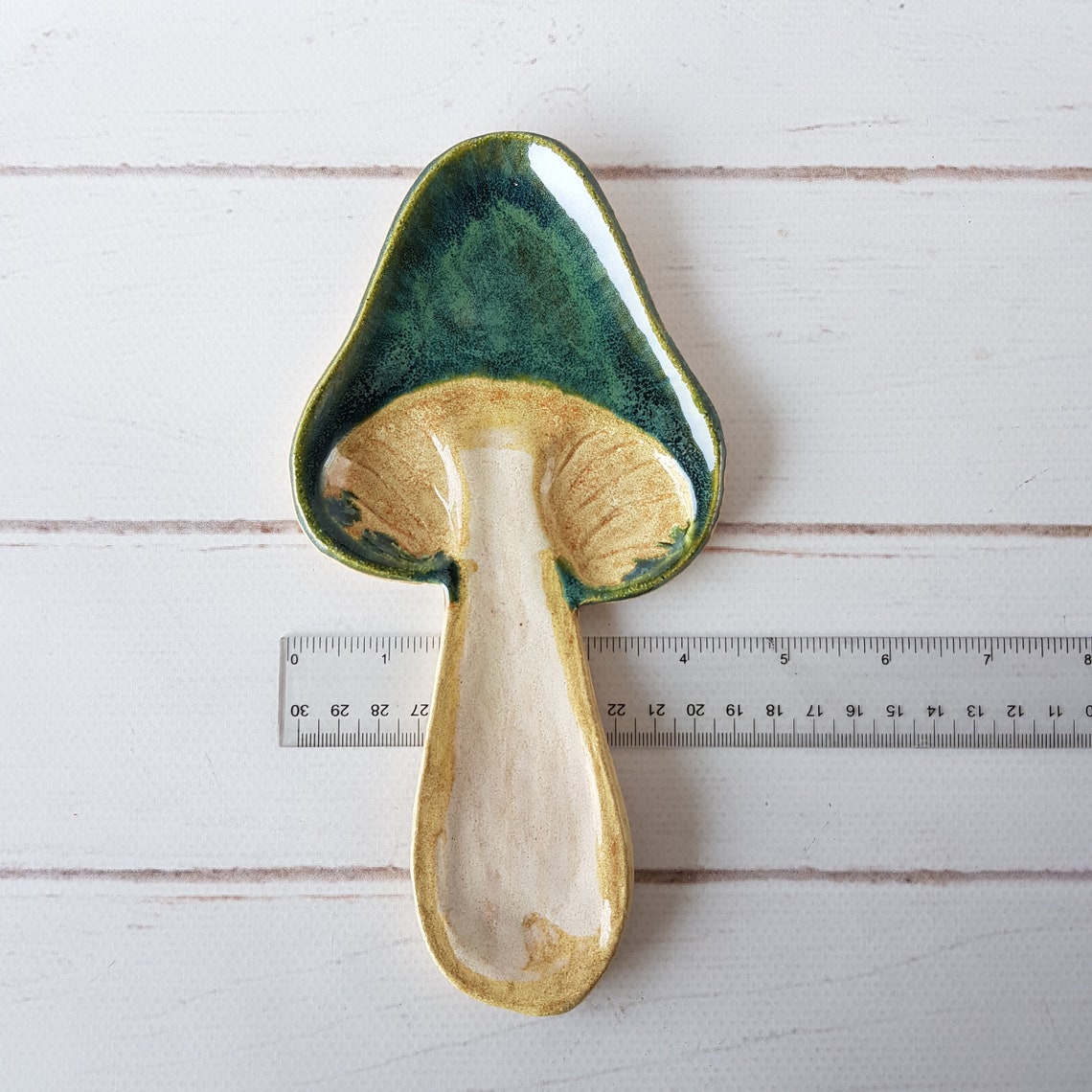 Ceramic green mushroom spoon rest handmade Pottery utensil Etsy