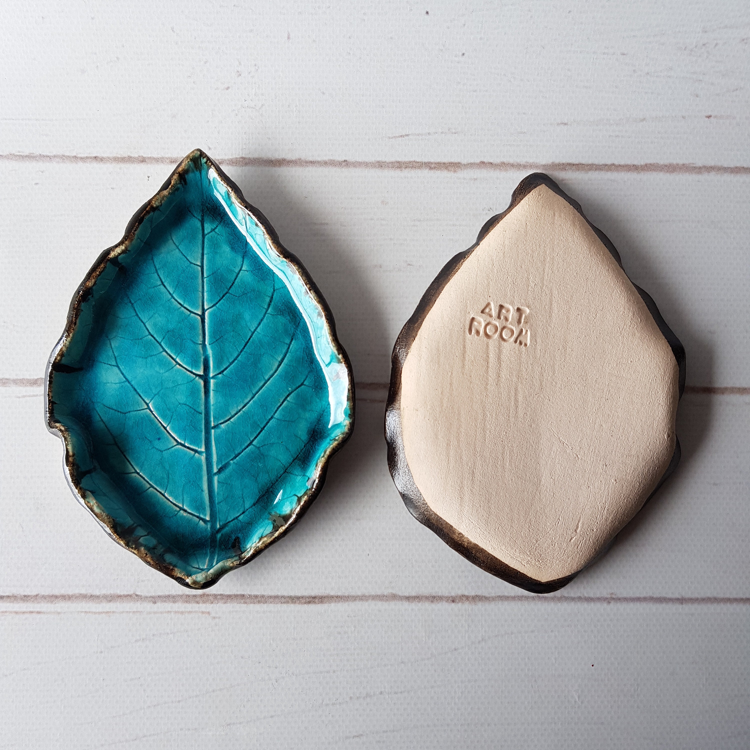 Repose-cuillère En Céramique Forme Feuille Craspire - Plateau Bleu Moyen 17,2x10,3 Cm, Multifonction, Pour Comptoir De Cuisine