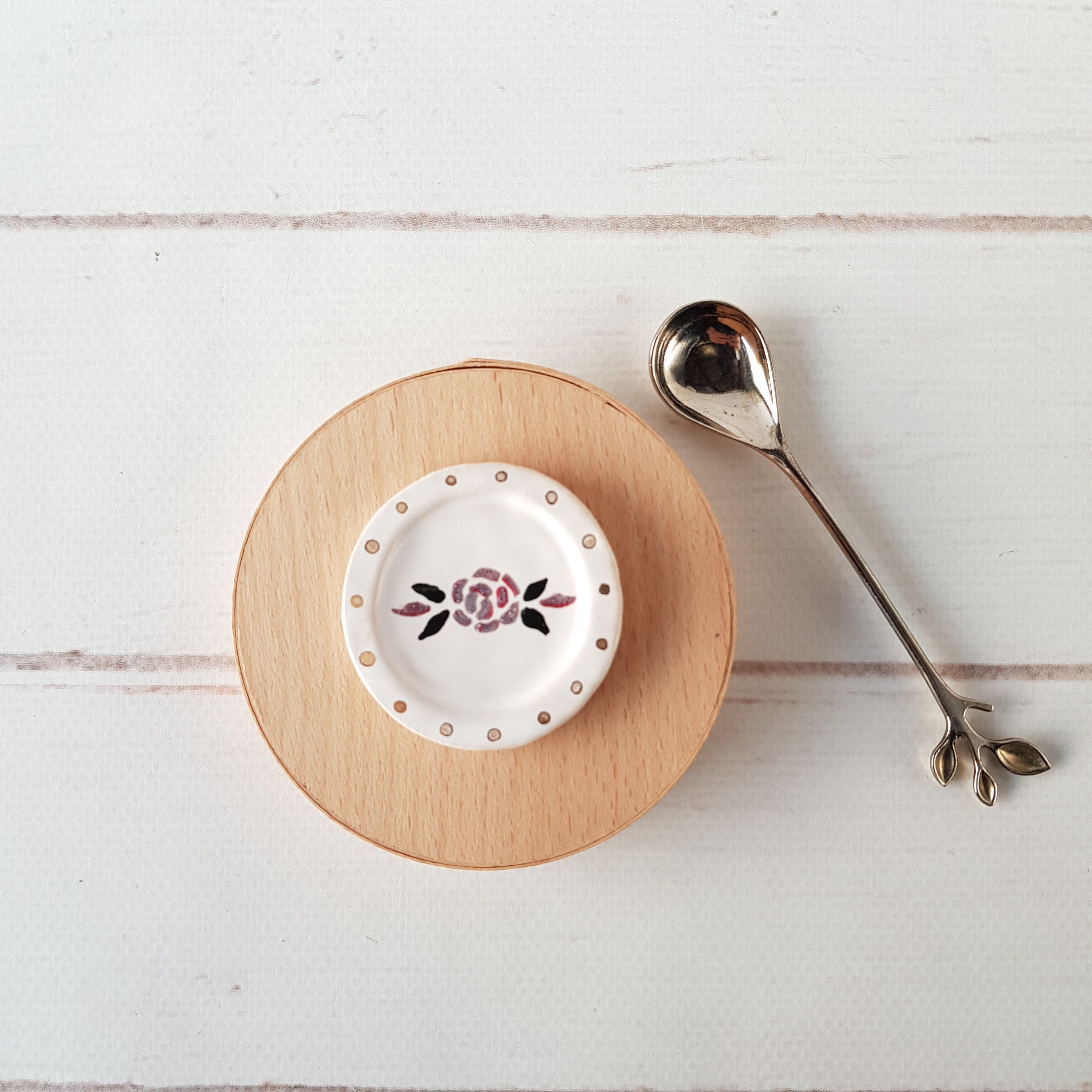Coffee/Tea spoon holder with rose Rustic spoon rest Ceramic Etsy