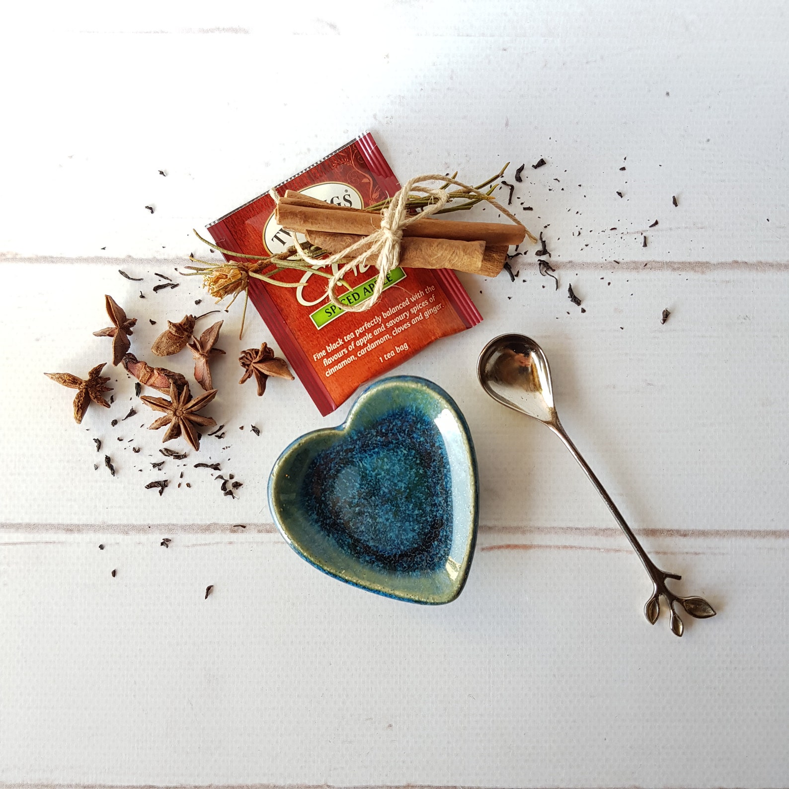 Ceramic heart tea bag and spoon rest Clay mini emerald green Etsy