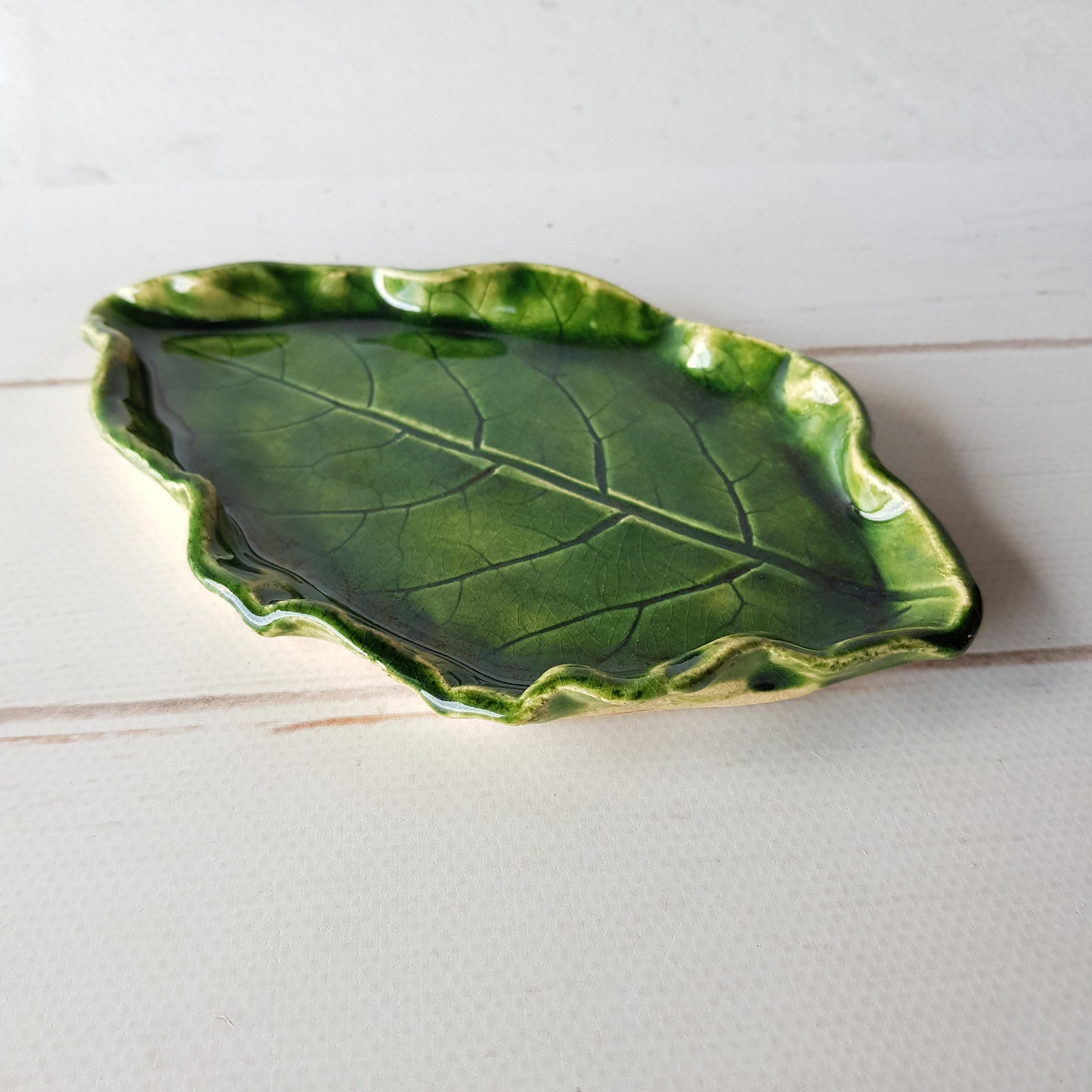 Ceramic leaf spoon rest handmade Kitchen green spoon rest Etsy