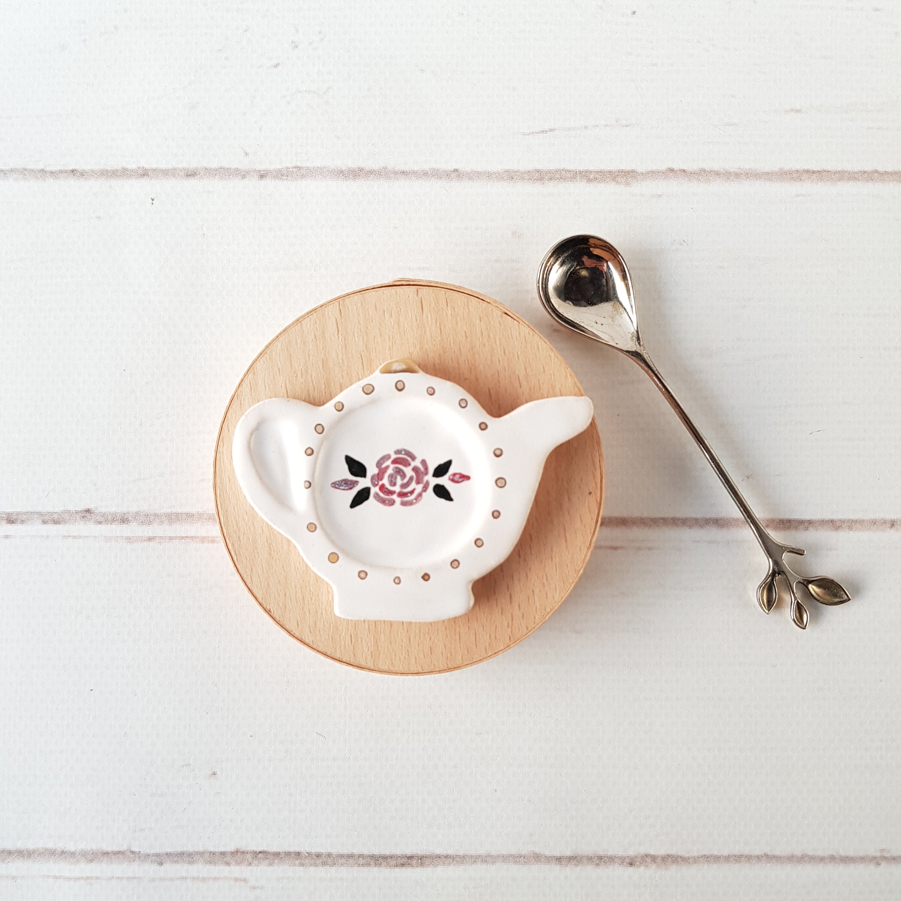 Coffee/Tea spoon holder with rose Rustic spoon rest Ceramic Etsy