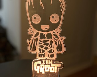 I Am Groot Clear LED sign
