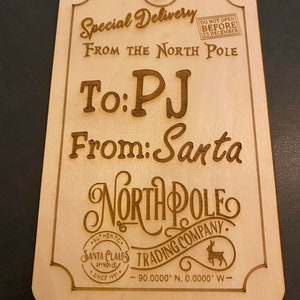 Personalized Wooden Christmas Present Tag from Santa!