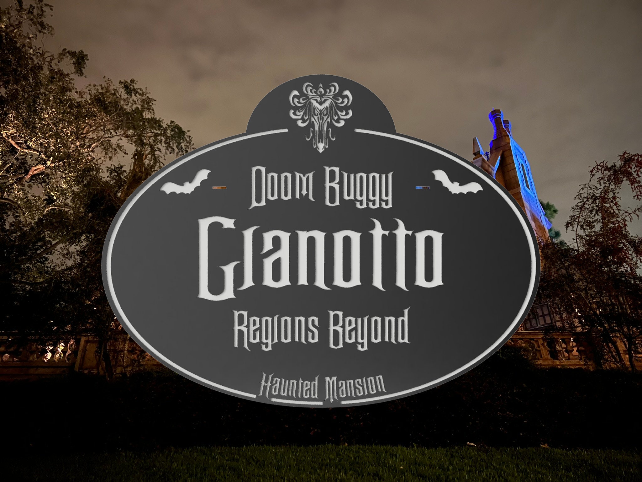 Custom Disney Doom Buggy Name Tag Stroller Sign
