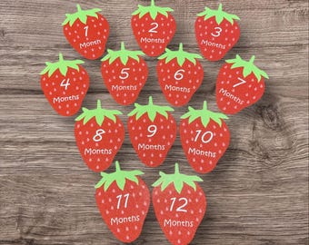 Strawberry Monthly Milestone Signs