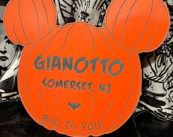 Custom Disney Halloween Mickey Pumpkin Boo To You Stroller Sign
