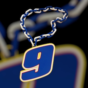 Chase Elliott NASCAR #9 Fan Badge Oversized Pendant and Chain