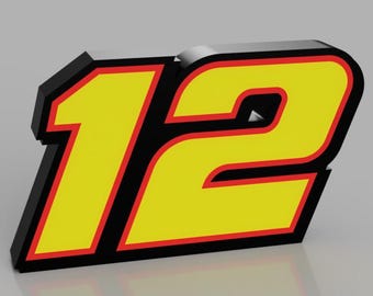 Boîte lumineuse à LED Ryan Blaney n° 12 inspirée de NASCAR