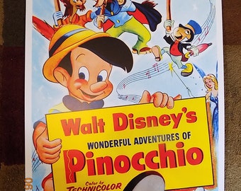 Pinocchio Vintage Disney movie cartoon poster print #20