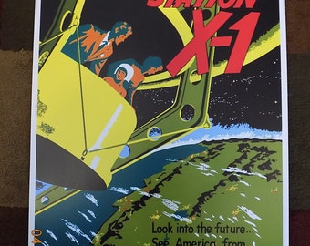 DISNEYLAND Tomorrowland 3 Poster Prints SPACE STATION SUBMARINE ROCKET MOON 3113